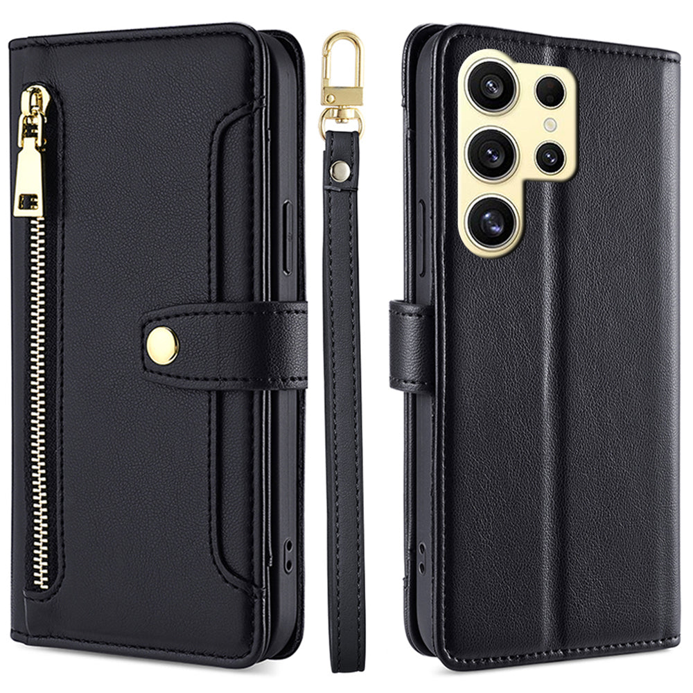 For Samsung Galaxy S24 Ultra Cell Phone Case Magnetic Leather Wallet Card Holder Phone Cover with 2 Straps For Samsung Galaxy S24 Ultra Cell Phone Case Magnetic Leather Wallet Card Holder Phone Cover with 2 Straps